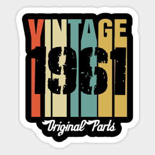 Vintage 1961 Original Parts Retro Vintage Birthday Gifts 59s Sticker